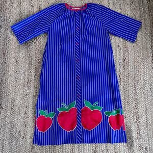 Vintage 70s striped apple print house dress